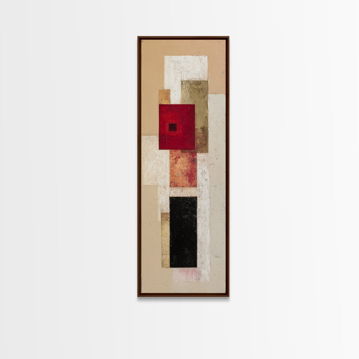One Red Square Balanced Framed Canvas Print, Minimalist Art, Modern Decor, Living Room Decor, Fine Art, Minimal, Poster, MIN-1x3-46