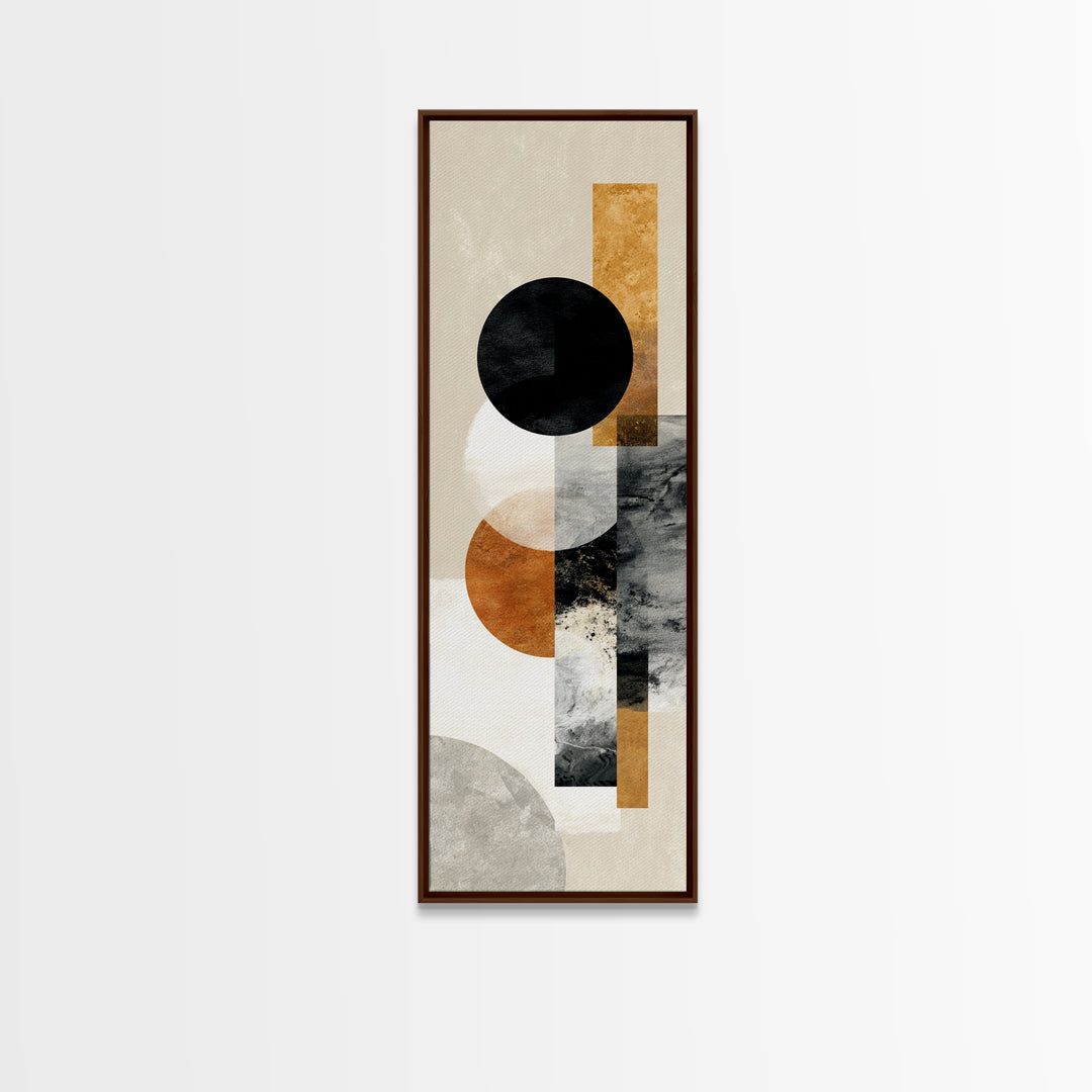 Single Black Circle on Warm Ivory Ground Framed Canvas Print, Minimalist Art, Wall Decor, Living Room Decor, Fine Art, Minimal, MIN-1x3-61