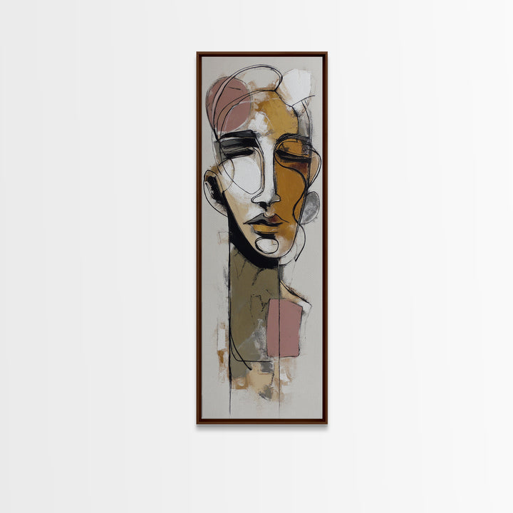 Single Continuous Line Female Face Canvas Print, Minimalist Art, Minimalist, Living Room Decor, Oil Painting, Minimal, MIN-1x3-65