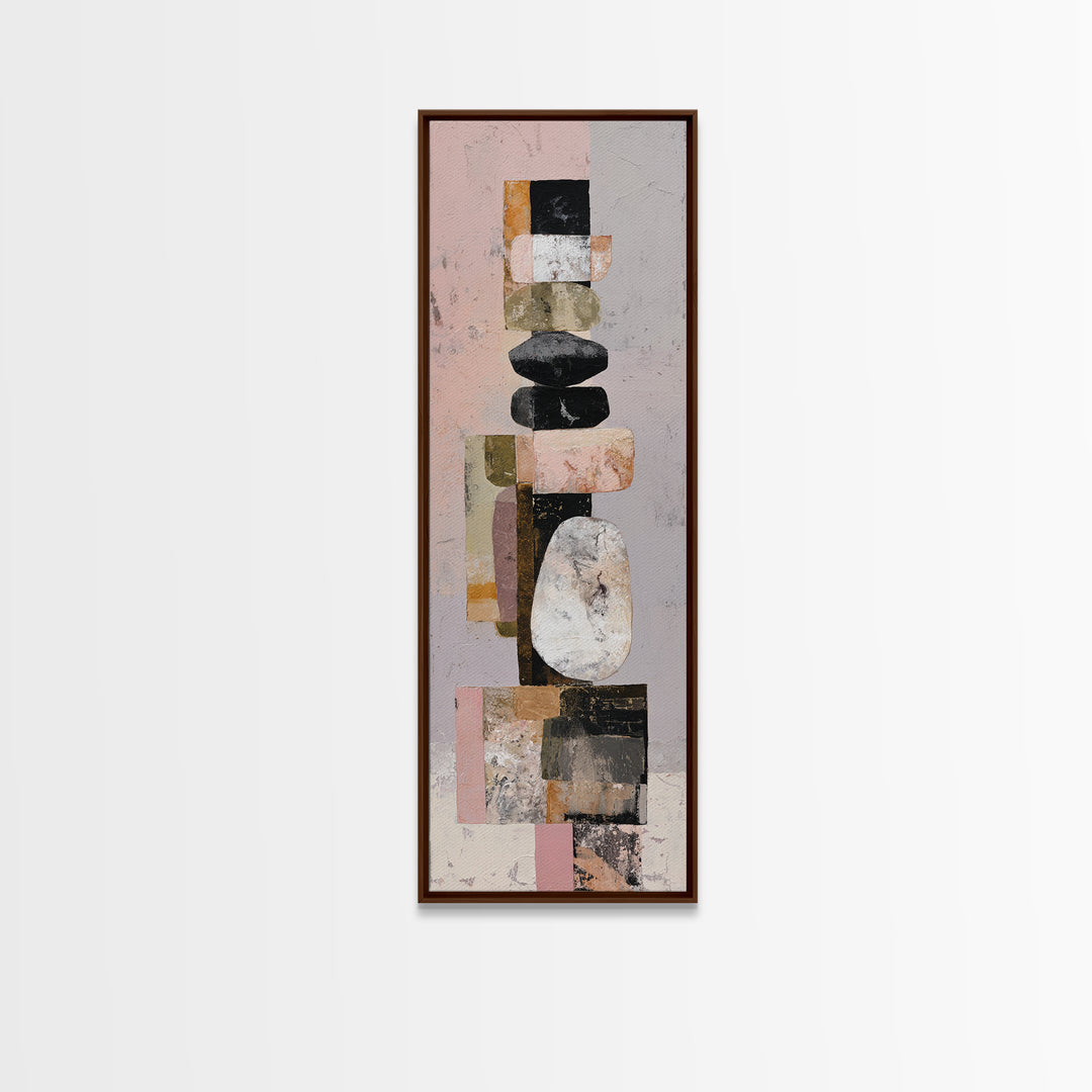 Quiet Stone Stack Framed Canvas Print, Minimalist Art, Gallery Decor, Living Room Decor, Fine Art, Minimal, Wall Art, MIN-1x3-71