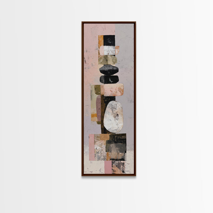 Quiet Stone Stack Framed Canvas Print, Minimalist Art, Gallery Decor, Living Room Decor, Fine Art, Minimal, Wall Art, MIN-1x3-71
