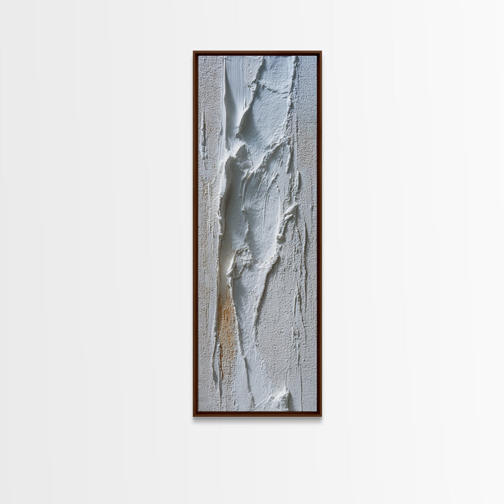 White on White Plaster Texture Study Framed Canvas Print, Minimalist Art, Abstract Wall Art, Living Room Decor, Oil Painting, MIN-1x3-76