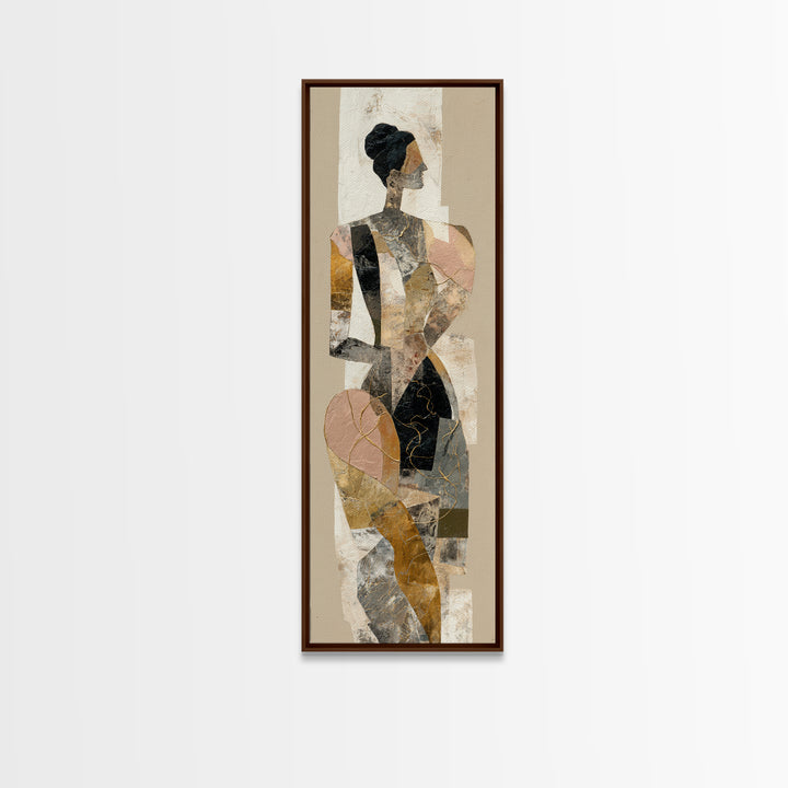 Single Gold Line Curve on Charcoal Canvas Print, Minimalist Art, Poster, Living Room Decor, Minimal, Boho, Canvas Tote Bag, MIN-1x3-77