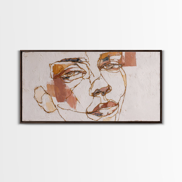 Single Continuous Line Female Face Framed Canvas Print, Minimalist Art, Art Print, Living Room Decor, Fine Art, Minimal, MIN-2x1-25