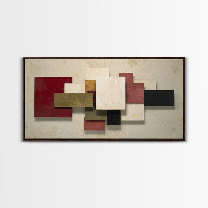 One Red Square Balanced Framed Canvas Print, Minimalist Art, Minimalist Decor, Living Room Decor, Minimal, Digital Wall Art, MIN-2x1-30
