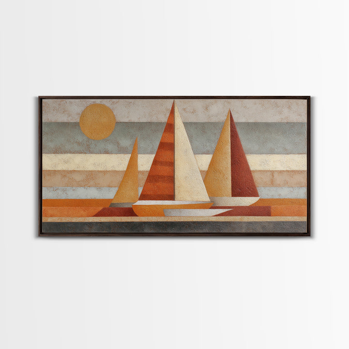 Tiny Sailboat under Open Sky Framed Canvas Print, Minimalist Art, Contemporary Art, Living Room Decor, Fine Art, Minimal, MIN-2x1-34