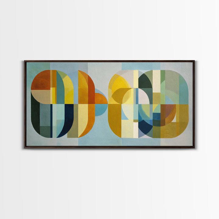 Simple Geometric Sun Framed Canvas Print, Minimalist Art, Wall Art, Living Room Decor, Abstract Art, Minimal, Large Wall Art, MIN-2x1-35