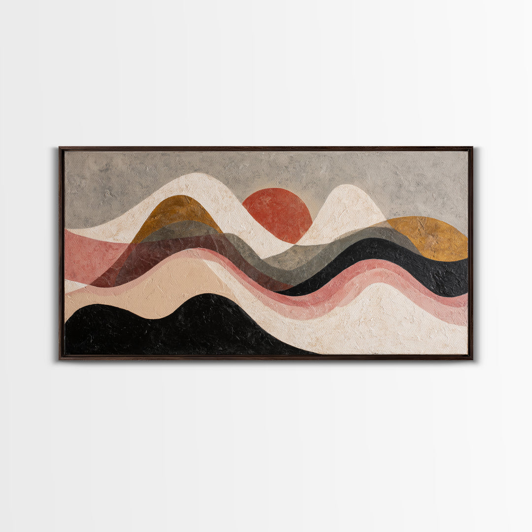 Thin Line Mountain Framed Canvas Print, Minimalist Art, Poster, Living Room Decor, Fine Art, Minimal, Boho, Canvas Tote Bag, MIN-2x1-46