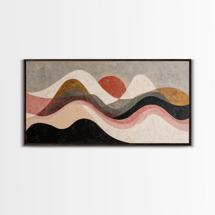 Thin Line Mountain Framed Canvas Print, Minimalist Art, Poster, Living Room Decor, Fine Art, Minimal, Boho, Canvas Tote Bag, MIN-2x1-46