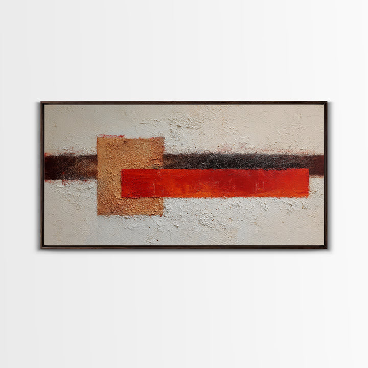 One Red Square Balanced Framed Canvas Print, Minimalist Art, Minimalist Decor, Living Room Decor, Minimal, Digital Wall Art, MIN-2x1-6