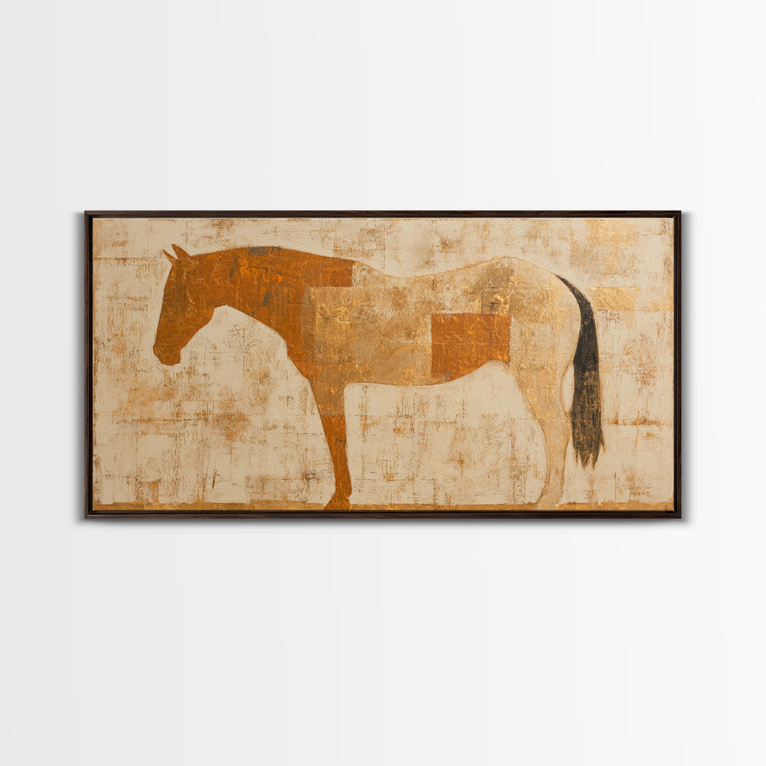 Minimal Horse Contour Canvas Print, Minimalist Art, Wall Art, Living Room Decor, Oil Painting, Minimal, Large Wall Art, MIN-2x1-62