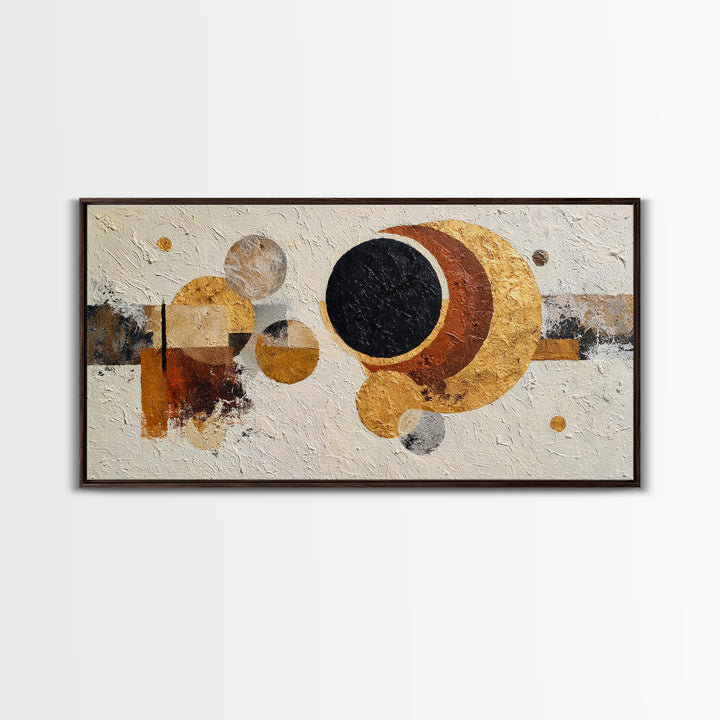 Single Black Circle on Warm Ivory Ground Canvas Print, Minimalist Art, Digital Print, Living Room Decor, Fine Art, Minimal, MIN-2x1-69