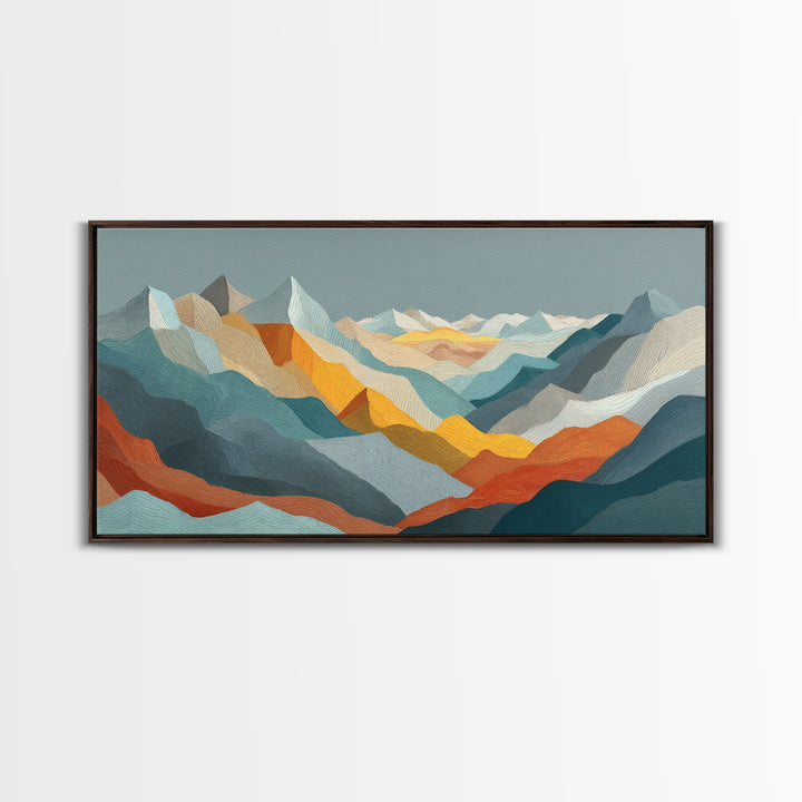 Thin Line Mountain Canvas Print, Minimalist Art, Art Print, Living Room Decor, Oil Painting, Minimal, Abstract Wall Art, MIN-2x1-70