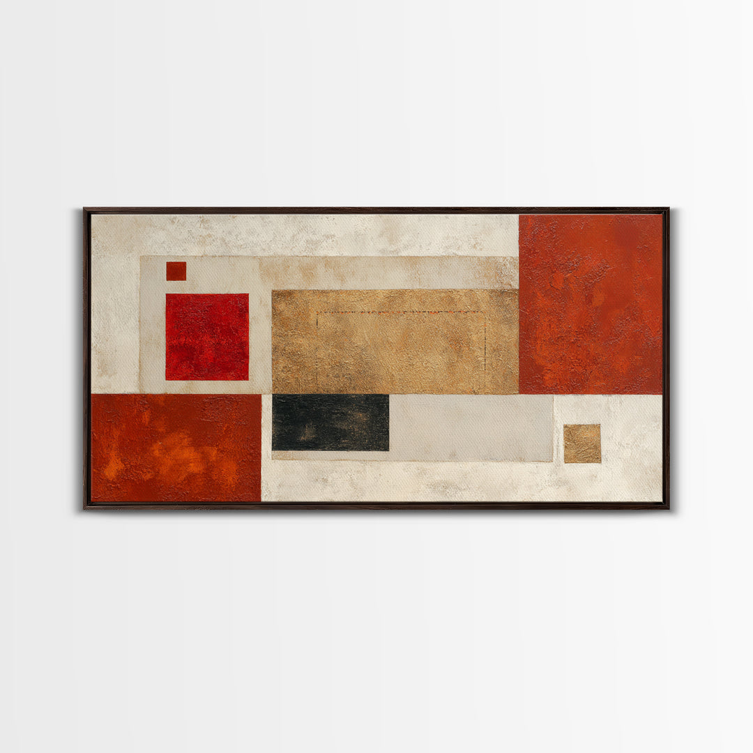 One Red Square Balanced Canvas Print, Minimalist Art, Wall Decor, Living Room Decor, Fine Art, Minimal, Abstract Art, MIN-2x1-78