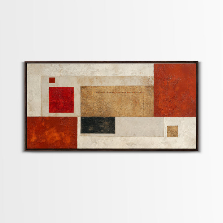 One Red Square Balanced Canvas Print, Minimalist Art, Wall Decor, Living Room Decor, Fine Art, Minimal, Abstract Art, MIN-2x1-78