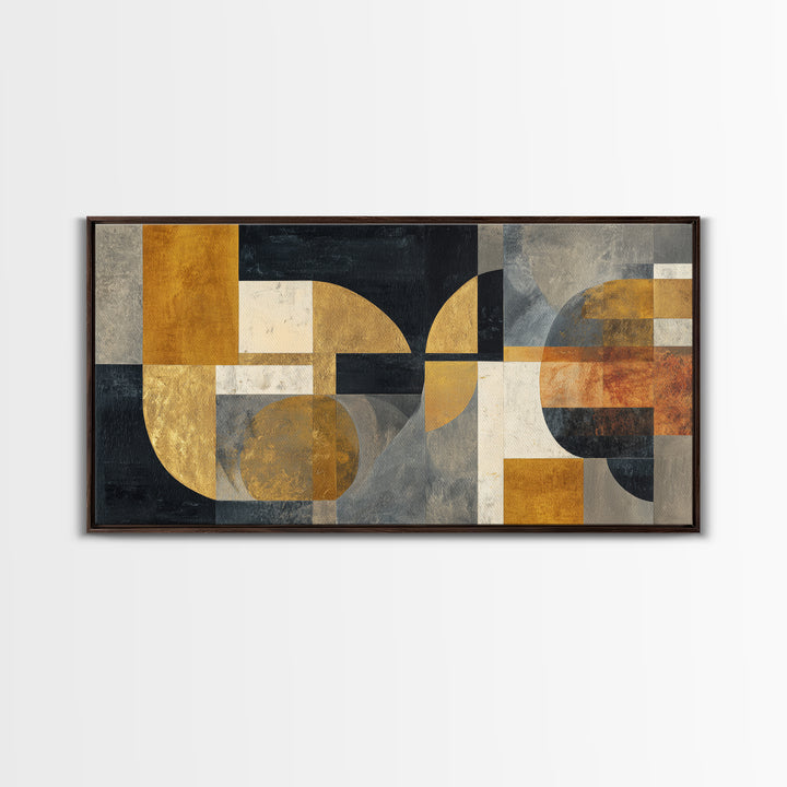 Single Gold Line Curve on Charcoal Framed Canvas Print, Minimalist Art, Abstract Art, Living Room Decor, Fine Art, Minimal, MIN-2x1-85