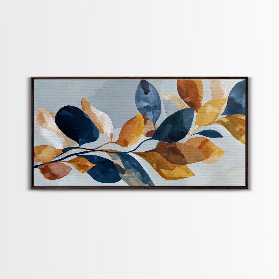 Minimal Branch Silhouette Framed Canvas Print, Minimalist Art, Neutral Decor, Living Room Decor, Oil Painting, Minimal, MIN-2x1-95