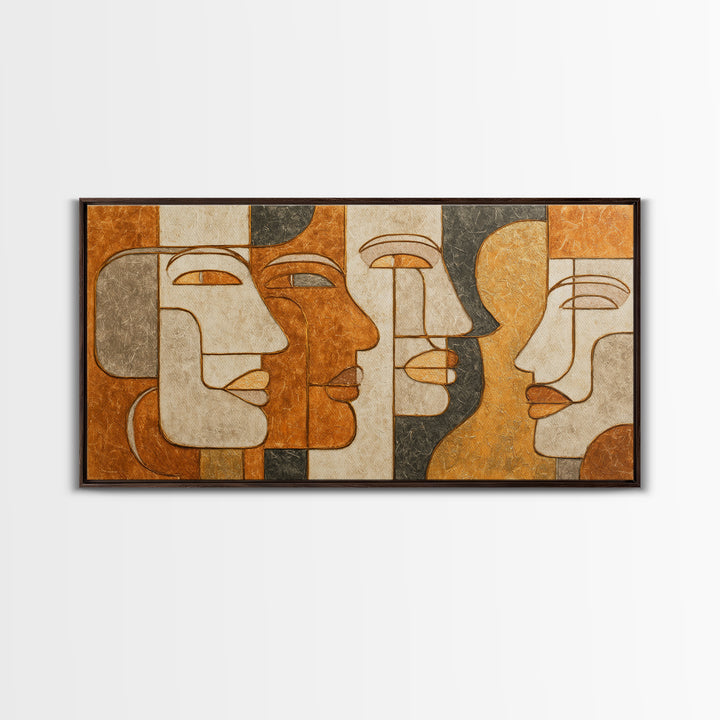 Single Continuous Line Female Face Framed Canvas Print, Minimalist Art, Printable Art, Living Room Decor, Oil Painting, Minimal, MIN-2x1-97