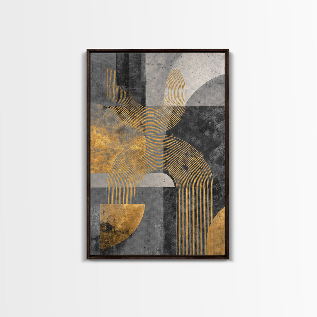 Single Gold Line Curve on Charcoal Framed Canvas Print, Minimalist Art, Art Print, Living Room Decor, Fine Art, Minimal, MIN-2x3-1