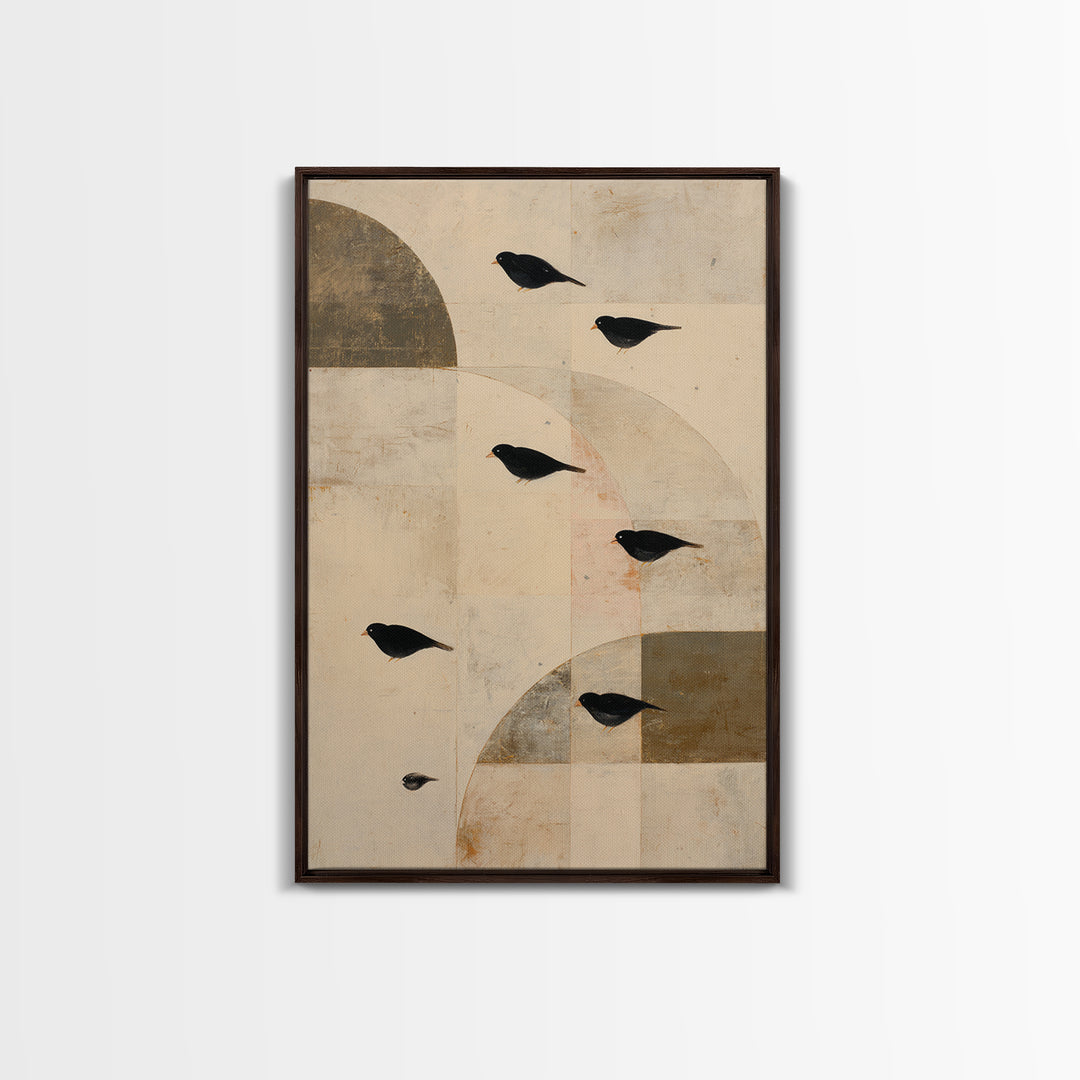 Small Black Bird Crossing White Space Canvas Print, Minimalist Art, Minimalist Decor, Living Room Decor, Fine Art, Minimal, MIN-2x3-15