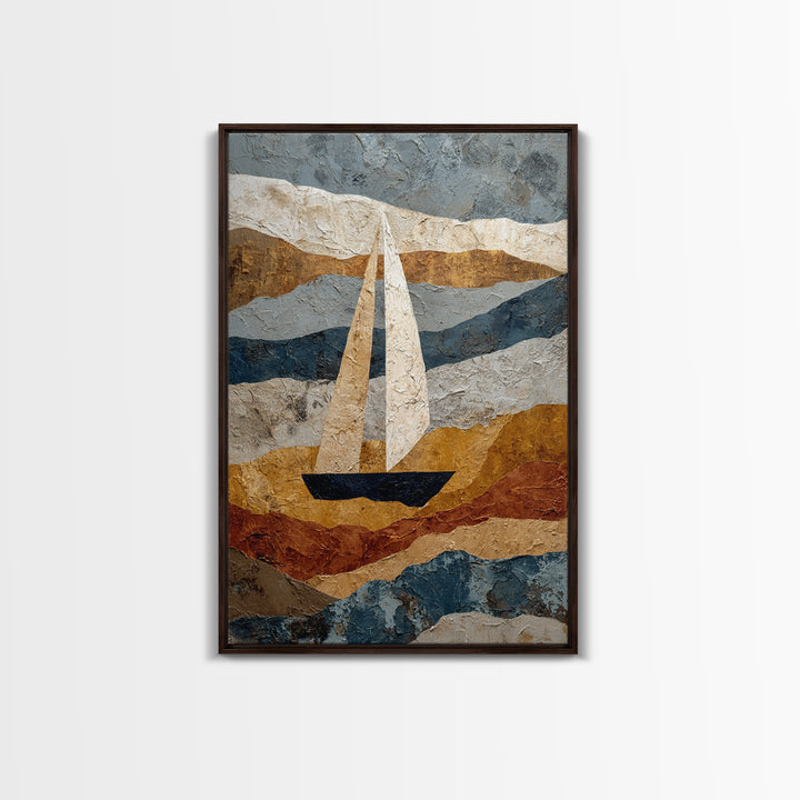 Tiny Sailboat under Open Sky Framed Canvas Print, Minimalist Art, Poster, Living Room Decor, Fine Art, Minimal, Boho, MIN-2x3-22