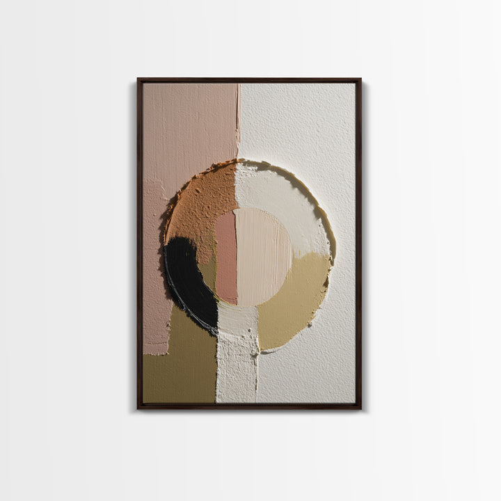Single Brushstroke Circle Framed Canvas Print, Minimalist Art, Minimalist Decor, Living Room Decor, Fine Art, Minimal, MIN-2x3-30