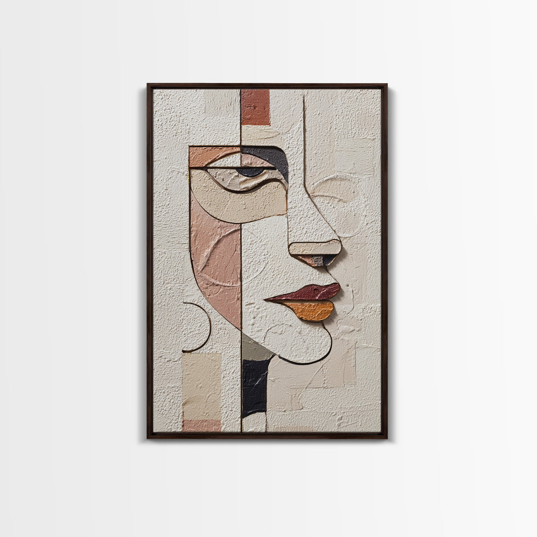 Single Continuous Line Female Face Framed Canvas Print, Minimalist Art, Digital Wall Art, Living Room Decor, Fine Art, Minimal, MIN-2x3-37