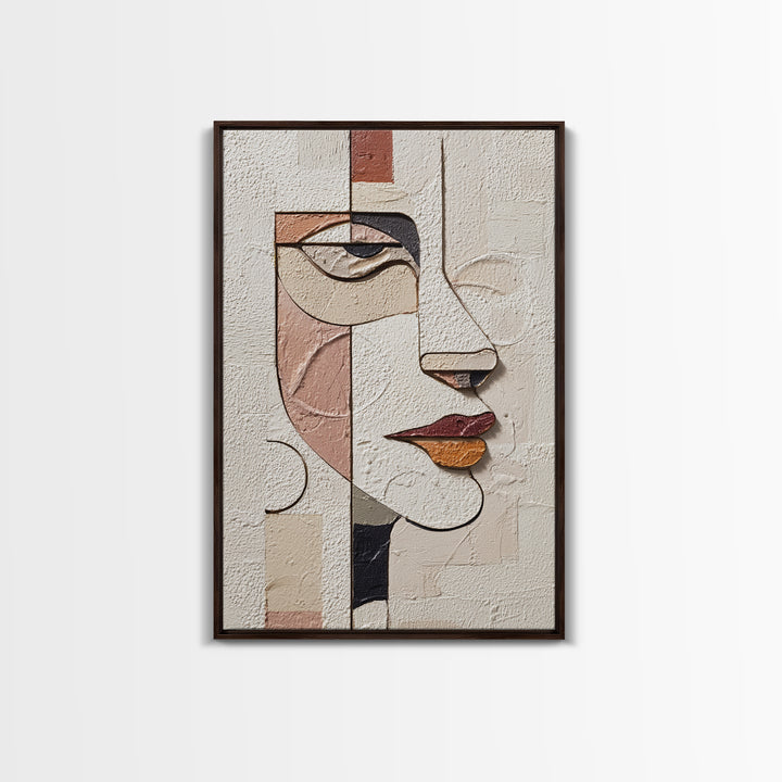 Single Continuous Line Female Face Framed Canvas Print, Minimalist Art, Digital Wall Art, Living Room Decor, Fine Art, Minimal, MIN-2x3-37
