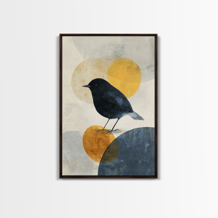 Small Black Bird Crossing White Space Canvas Print, Minimalist Art, Printables, Living Room Decor, Fine Art, Minimal, MIN-2x3-39