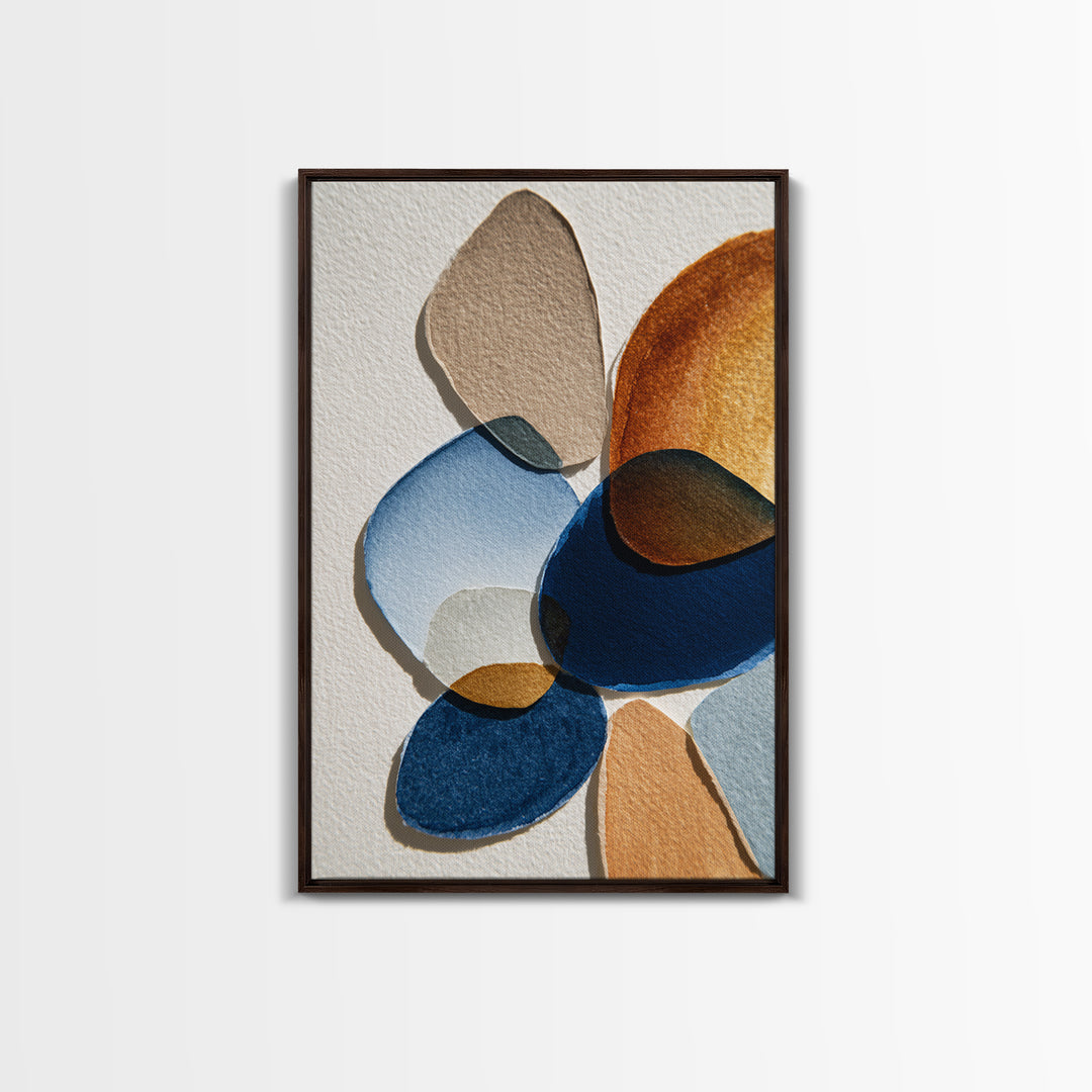 Two Overlapping Organic Shapes Framed Canvas Print, Minimalist Art, Art Prints, Living Room Decor, Fine Art, Minimal, MIN-2x3-51