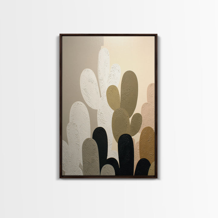 Black and White Cactus Silhouette Framed Canvas Print, Minimalist Art, Poster, Living Room Decor, Fine Art, Minimal, Boho, MIN-2x3-52