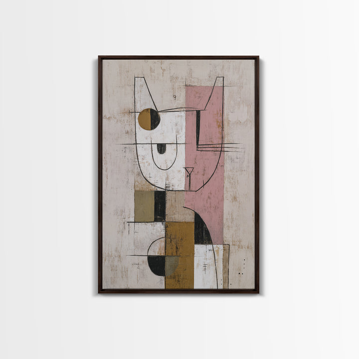 Minimal Cat Line Drawing Framed Canvas Print, Minimalist Art, Art Print, Living Room Decor, Minimal, Abstract Wall Art, MIN-2x3-55