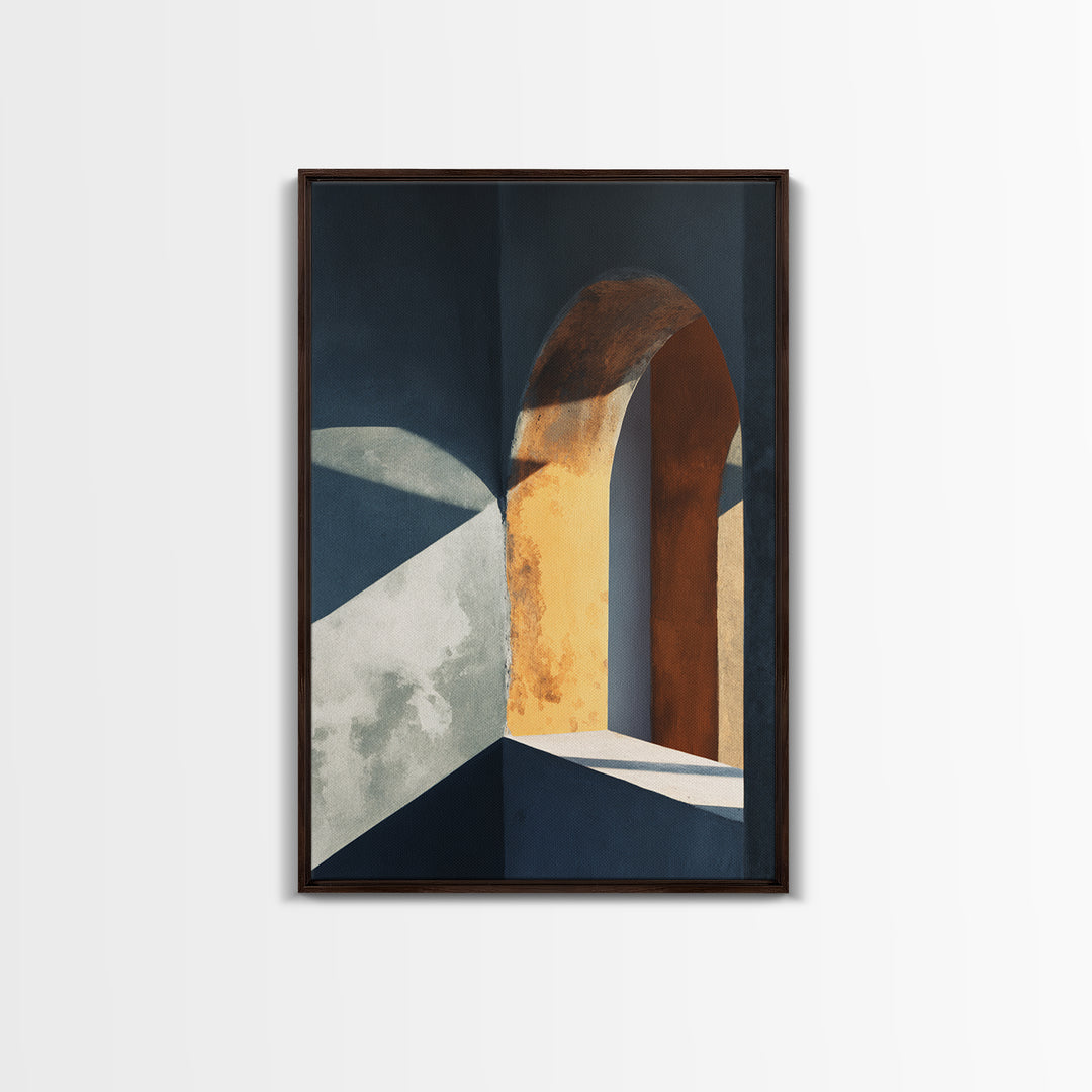 Monochrome Arch and Shadow Composition Framed Canvas Print, Minimalist Art, Minimalist, Living Room Decor, Fine Art, Minimal, MIN-2x3-64