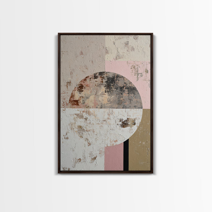 Minimal Moon over a Pale Ocean Canvas Print, Minimalist Art, Black Art, Living Room Decor, Oil Painting, Minimal, MIN-2x3-65