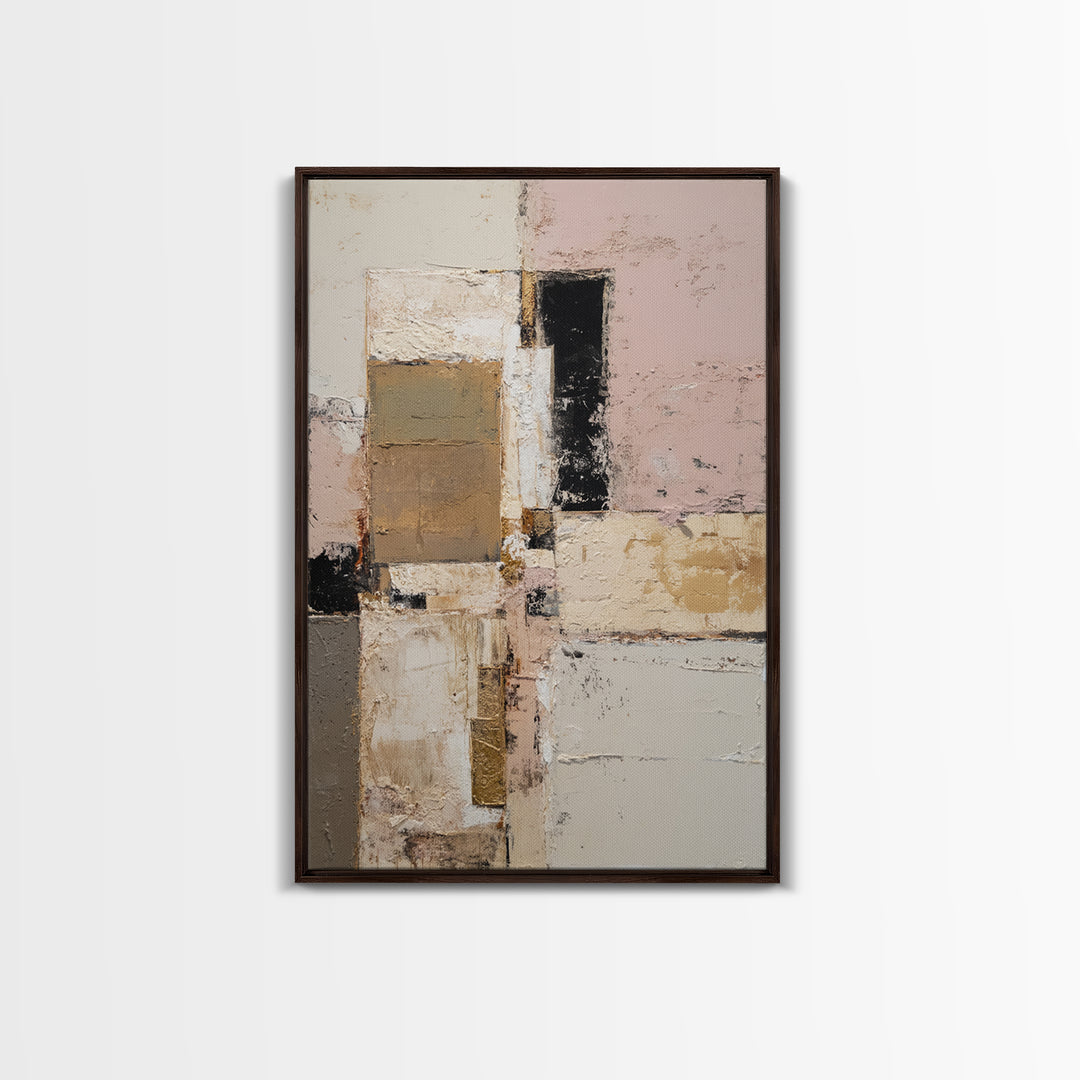 Calm Rectangle Composition Framed Canvas Print, Minimalist Art, Modern Art, Living Room Decor, Oil Painting, Minimal, MIN-2x3-8