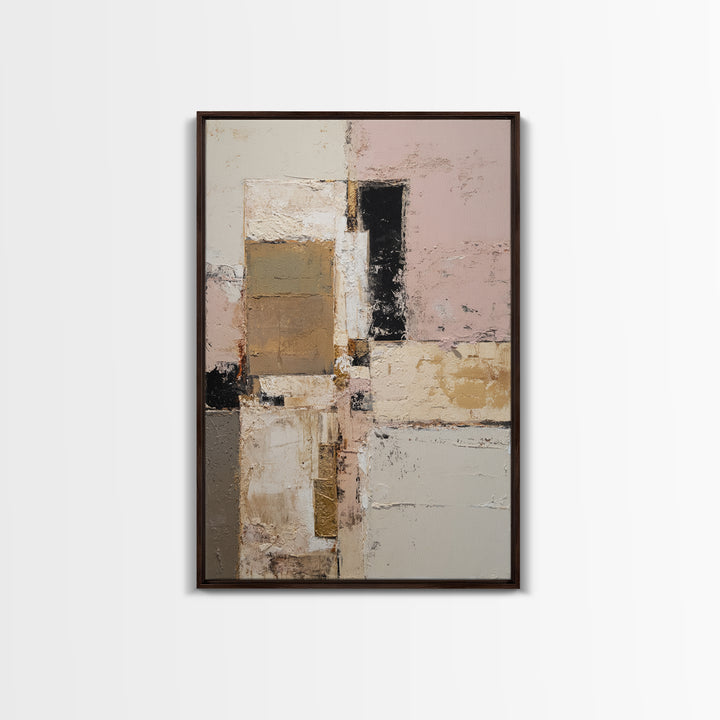Calm Rectangle Composition Framed Canvas Print, Minimalist Art, Modern Art, Living Room Decor, Oil Painting, Minimal, MIN-2x3-8