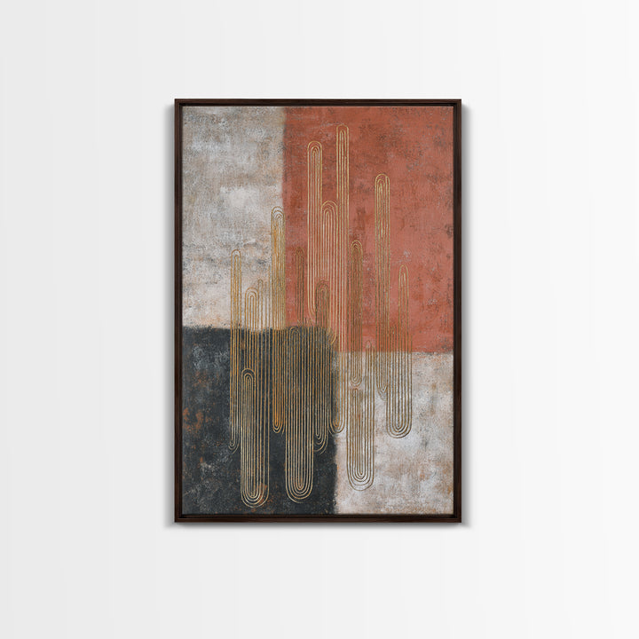 Single Gold Line Curve on Charcoal Framed Canvas Print, Minimalist Art, Printable Art, Living Room Decor, Abstract Art, Minimal, MIN-2x3-97