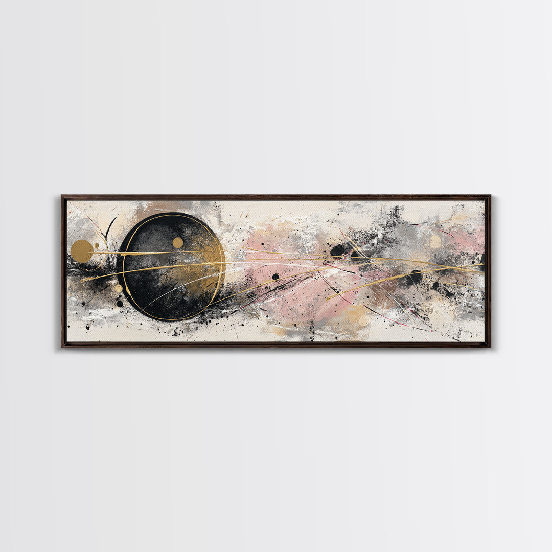Single Gold Line Curve on Charcoal Canvas Print, Minimalist Art, Boho Wall Art, Living Room Decor, Fine Art, Minimal, MIN-3x1-33