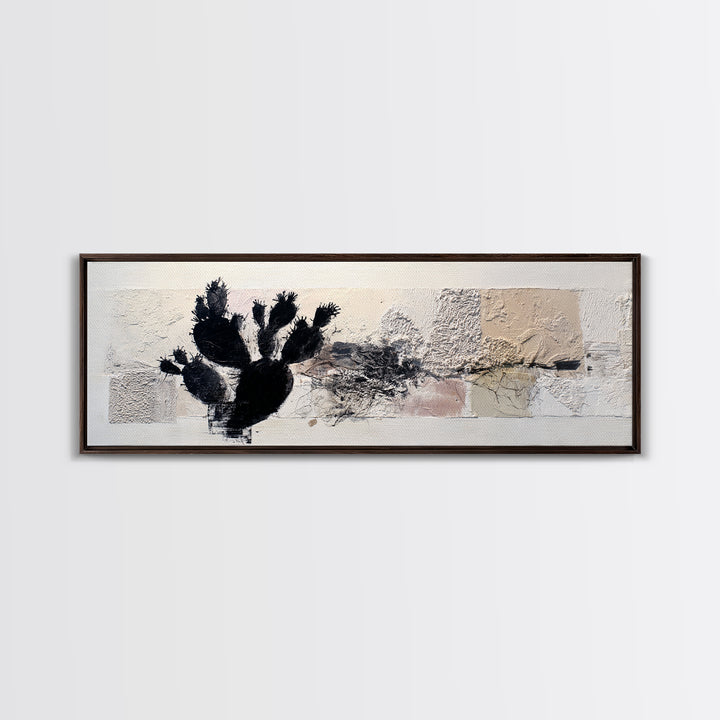 Black and White Cactus Silhouette Canvas Print, Minimalist Art, Gallery Decor, Living Room Decor, Fine Art, Minimal, Wall Art, MIN-3x1-36