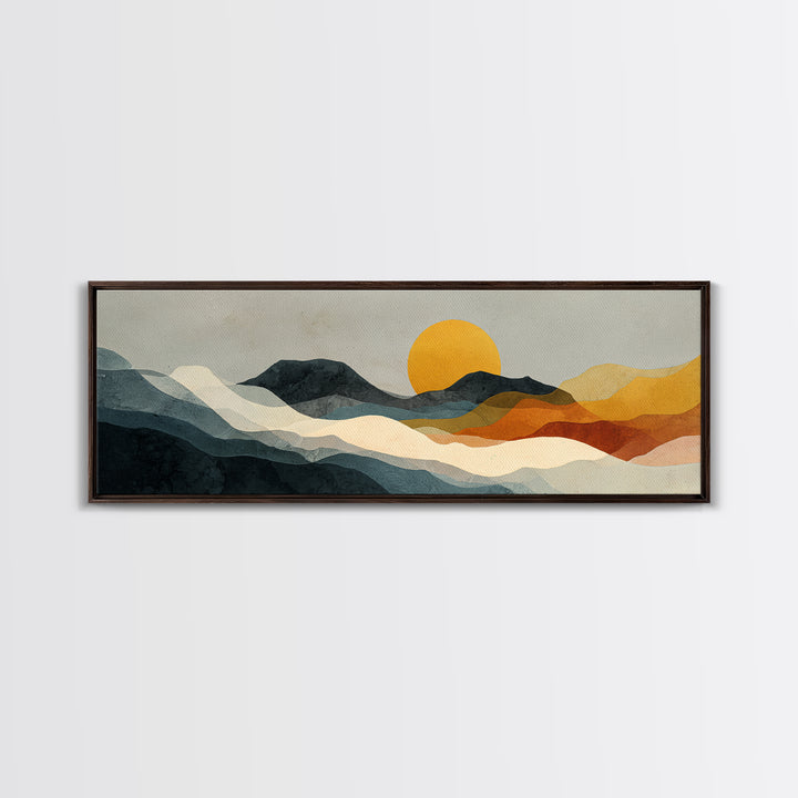 Thin Line Mountain Canvas Print, Minimalist Art, Printable Art, Living Room Decor, Minimal, Neutral Decor, Modern Decor, MIN-3x1-42