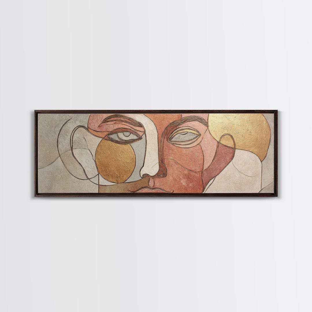 Single Continuous Line Female Face Framed Canvas Print, Minimalist Art, Gallery Decor, Living Room Decor, Fine Art, Minimal, MIN-3x1-69