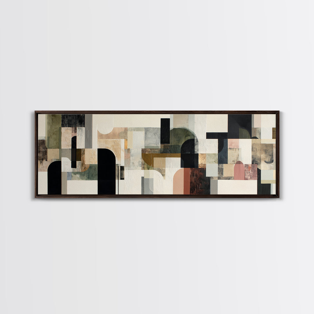 Monochrome Arch and Shadow Composition Canvas Print, Minimalist Art, Textured Painting, Living Room Decor, Fine Art, Minimal, MIN-3x1-96