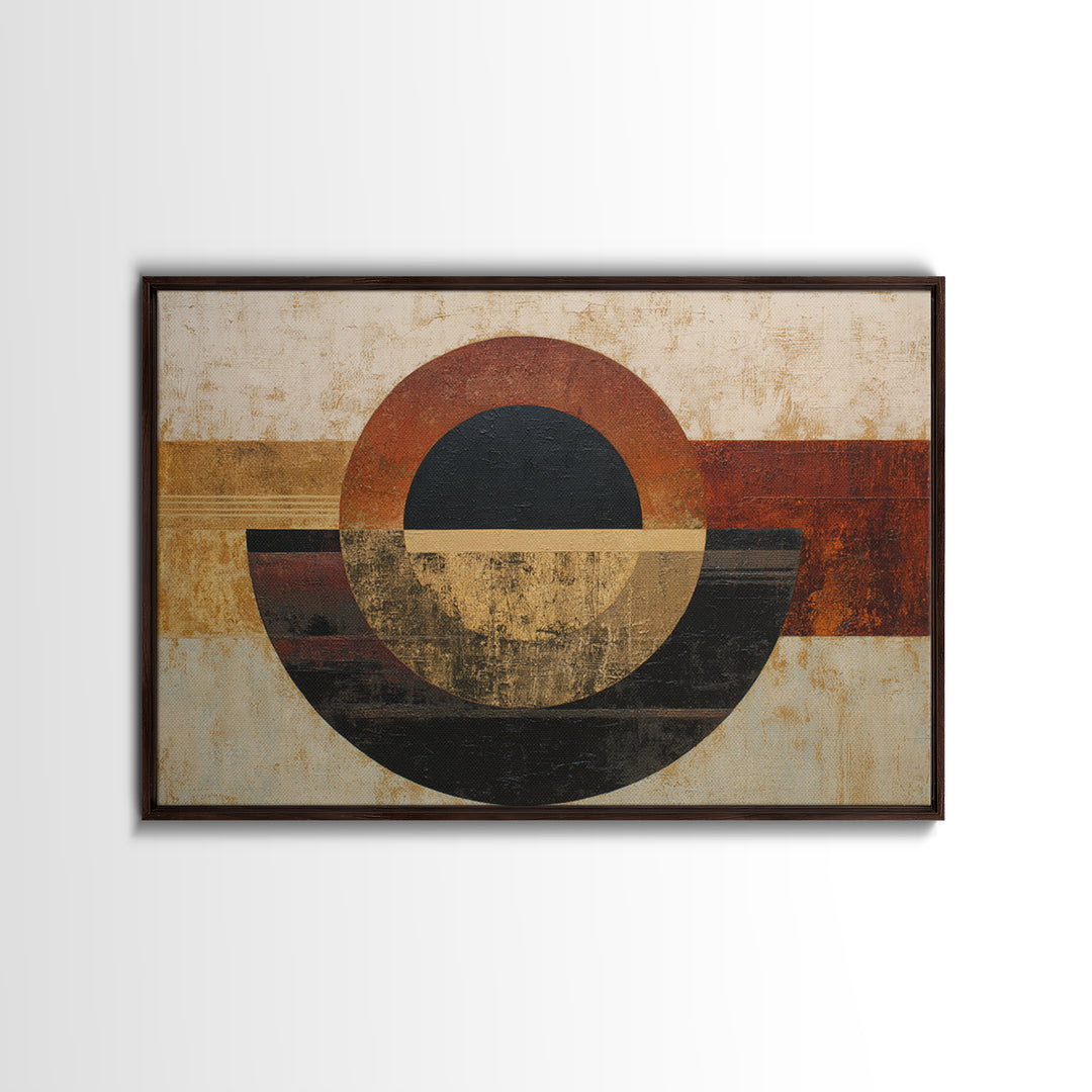 Single Black Circle on Warm Ivory Ground Canvas Print, Minimalist Art, Modern Decor, Living Room Decor, Fine Art, Minimal, MIN-3x2-29
