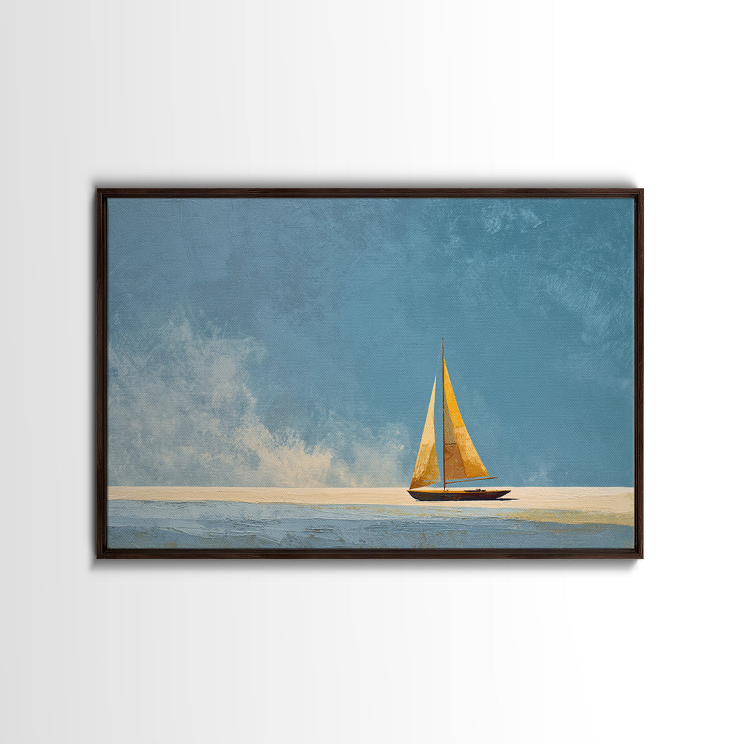 Tiny Sailboat under Open Sky Canvas Print, Minimalist Art, Printable Art, Living Room Decor, Fine Art, Minimal, Neutral Decor, MIN-3x2-42