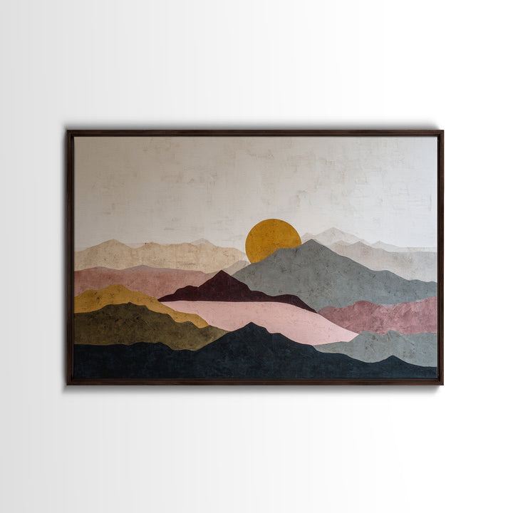Thin Line Mountain Framed Canvas Print, Minimalist Art, Abstract Art, Living Room Decor, Fine Art, Minimal, Modern Art, MIN-3x2-6