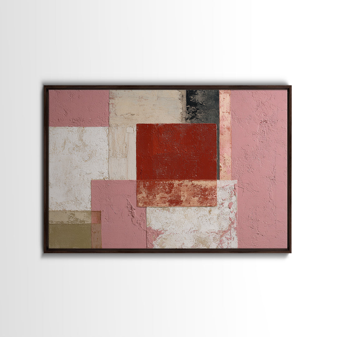 One Red Square Balanced Canvas Print, Minimalist Art, Digital Print, Living Room Decor, Fine Art, Minimal, Gallery Decor, MIN-3x2-62