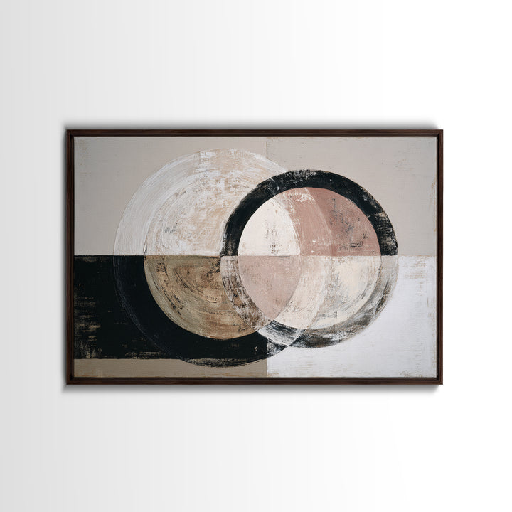 Single Brushstroke Circle Framed Canvas Print, Minimalist Art, Abstract Wall Art, Living Room Decor, Oil Painting, Minimal, MIN-3x2-74
