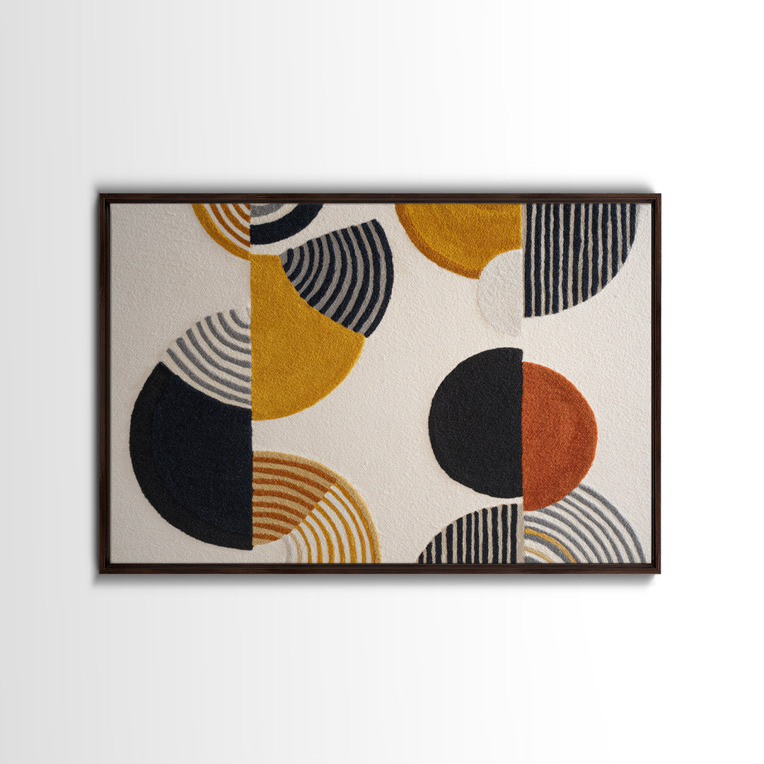Single Black Circle on Warm Ivory Ground Framed Canvas Print, Minimalist Art, Room Decor, Living Room Decor, Fine Art, Minimal, MIN-3x2-77