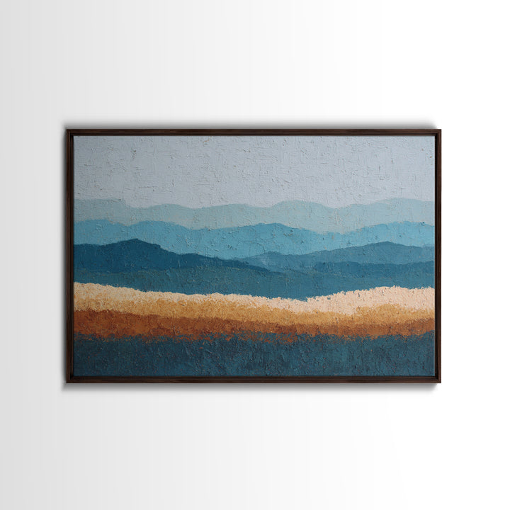 Simple Blue Horizon Framed Canvas Print, Minimalist Art, Modern Art, Living Room Decor, Fine Art, Minimal, Minimalist Decor, MIN-3x2-82