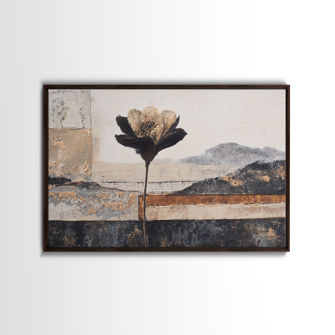 Single Flower Stem Canvas Print, Minimalist Art, Art, Living Room Decor, Oil Painting, Minimal, Canvas Tote Bag, Abstract Art, MIN-3x2-88